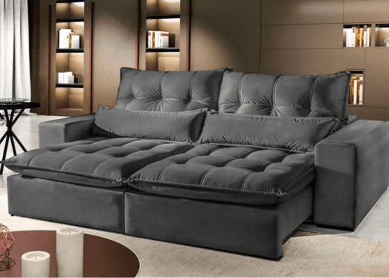 sofá cinza após higienização